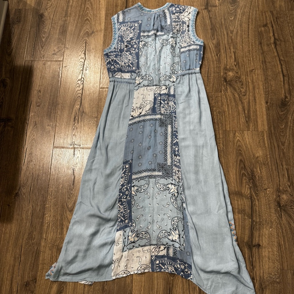 Johnny Was Workshop Blue High Low Dress Bandana Asymmetrical size medium - Picture 11 of 14